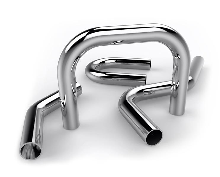 Clean and polished stainless steel mandrel bends 