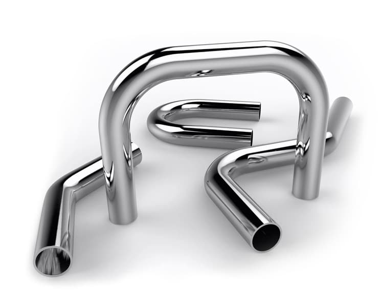 Clean and polished stainless steel mandrel bends